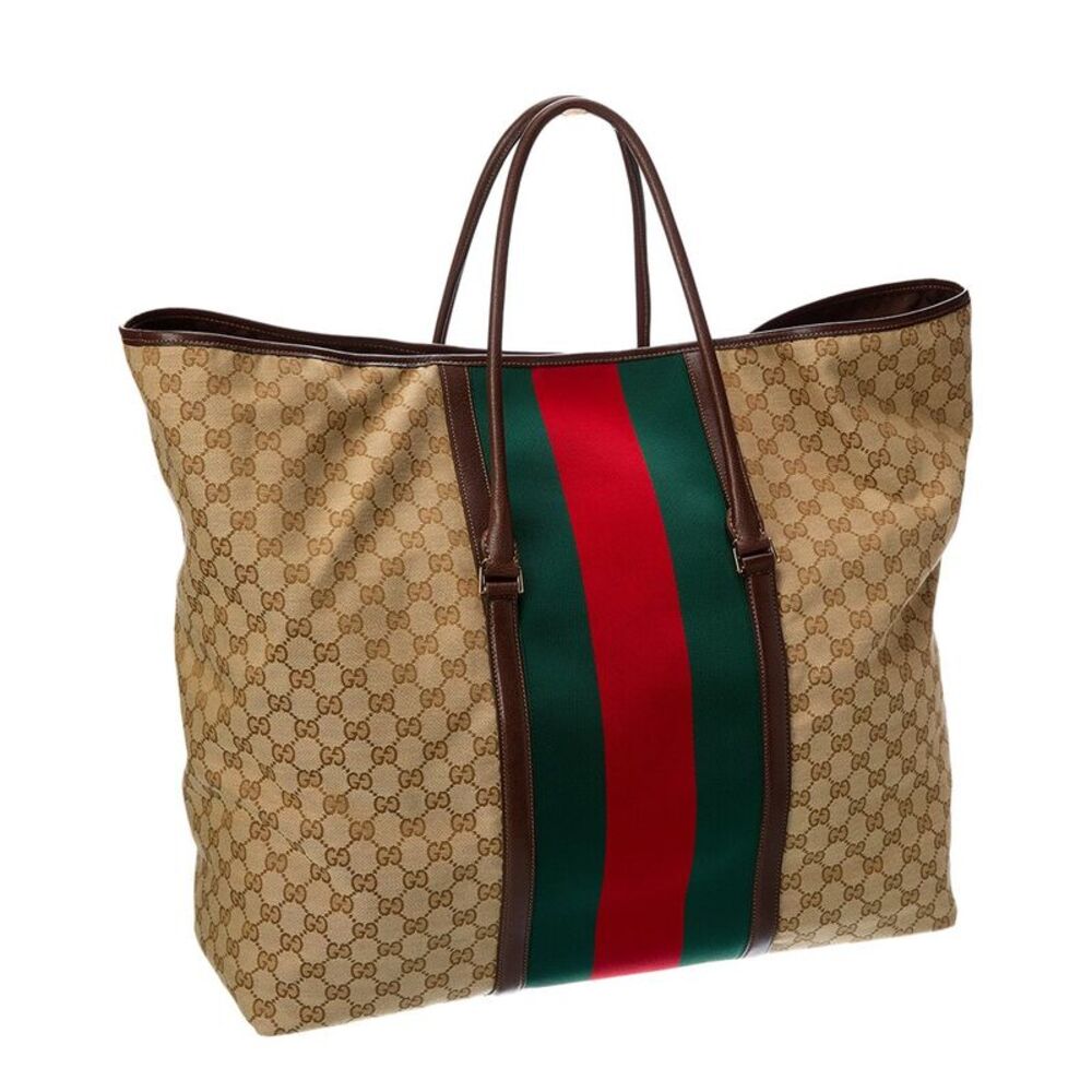 Gucci Medium Gg Canvas & Leather Duffel Bag, Brown